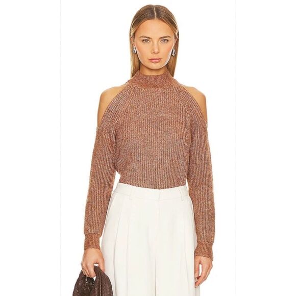 Astr the Label Tori Cold Shoulder Knit Sweater Size Small‎ NWOT Tan - Picture 1 of 9